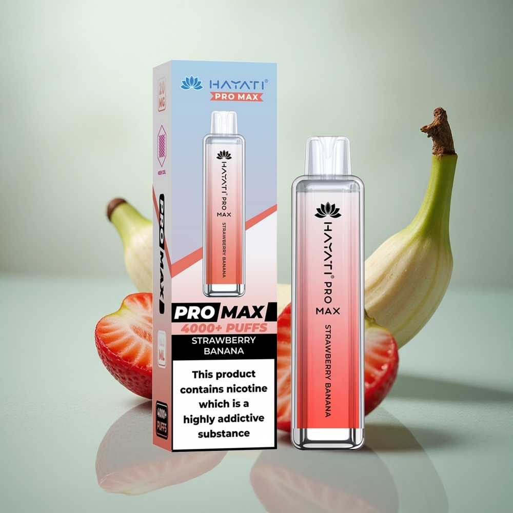 Hayati Pro Max 4000 Puffs Aardbei Banaan 2ml Dual Mesh Oplaadbaar