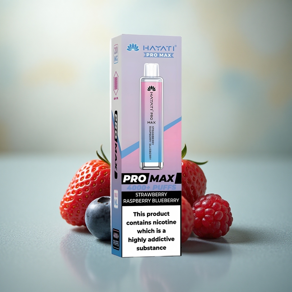 Hayati Pro Max 4000 Puffs Aardbei Framboos Blauwe Bes 2ml 5% Rechargeable