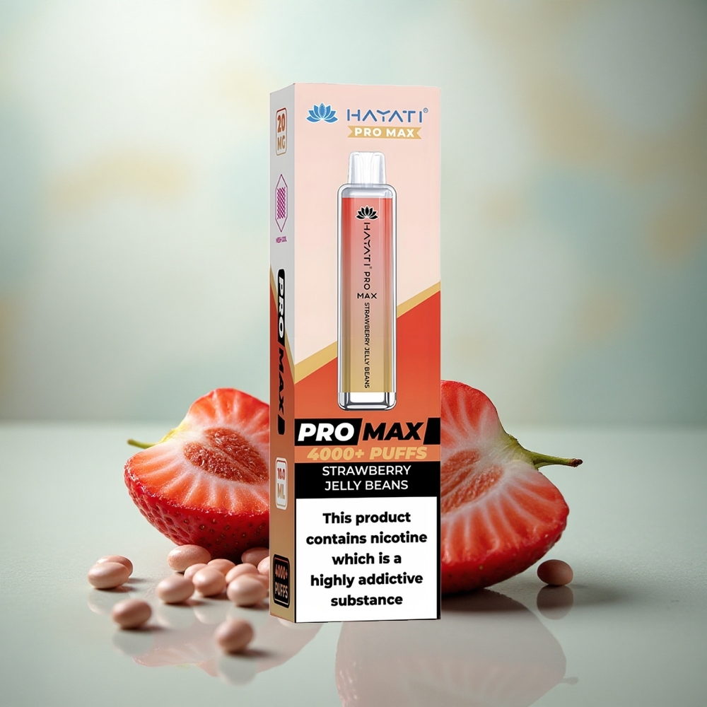 Hayati Pro Max 4000 Puffs Aardbei Jelly Beans 2ml Dual Mesh LED