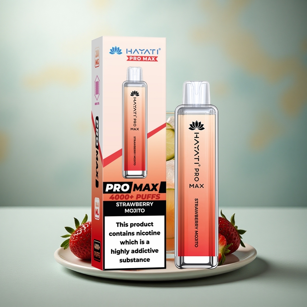 Hayati Pro Max 4000 Puffs Aardbei Mojito Dual Mesh Oplaadbaar Crystal