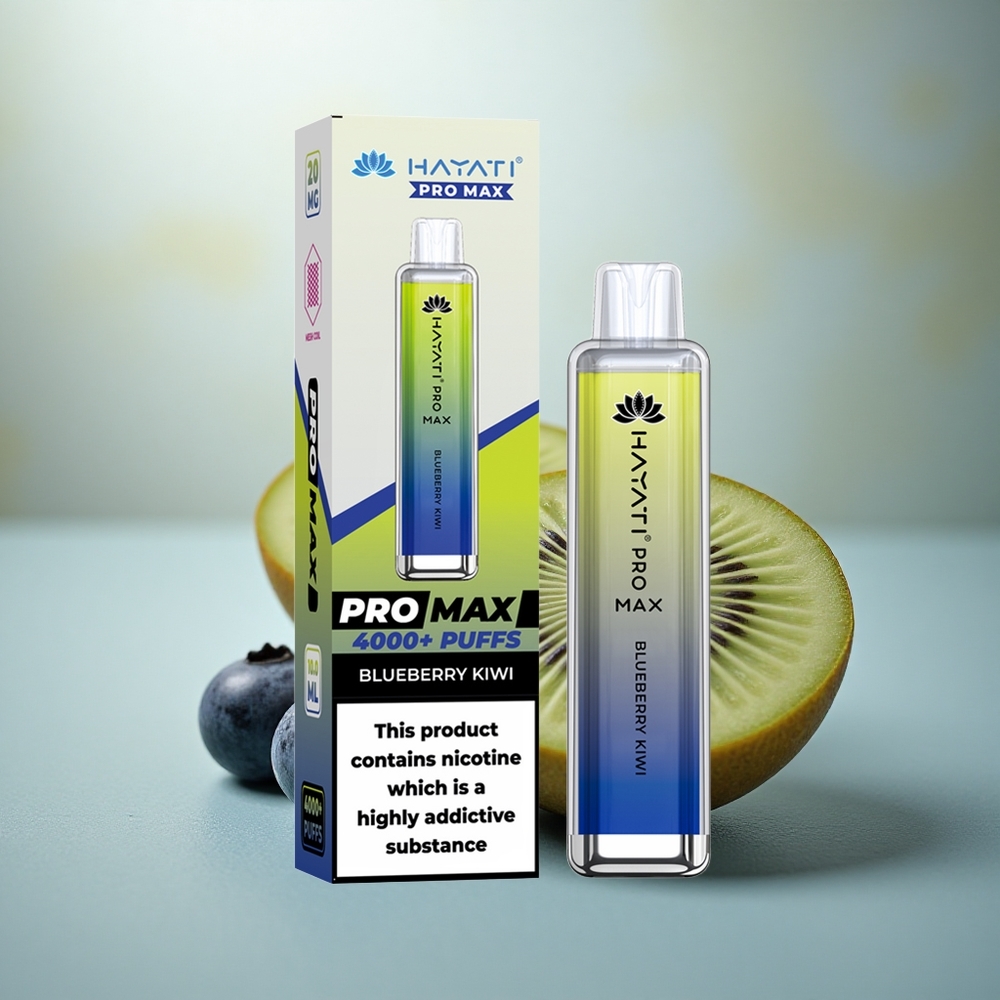Hayati Pro Max 4000 Puffs Blauwe Bes Kiwi Dual Mesh Oplaadbaar 2ml