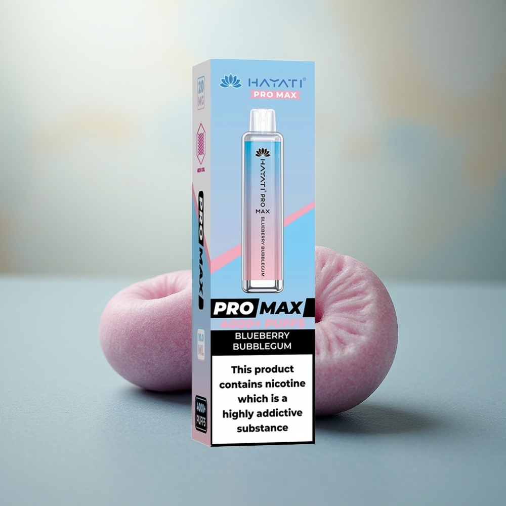 Hayati Pro Max 4000 Puffs Blauwe Bessen Bubblegum Dual Mesh Oplaadbaar