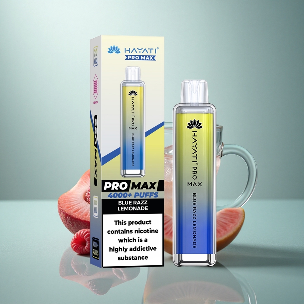 Hayati Pro Max 4000 Puffs Blauwe Framboos Limonade 1400mAh Kristal Dual Coil