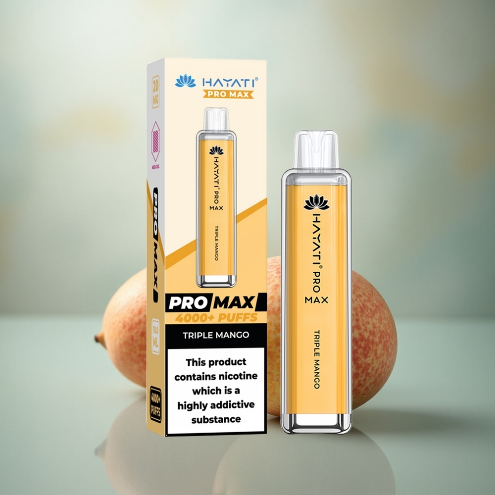 Hayati Pro Max 4000 Puffs Drievoudige Mango 2ml 5% LED