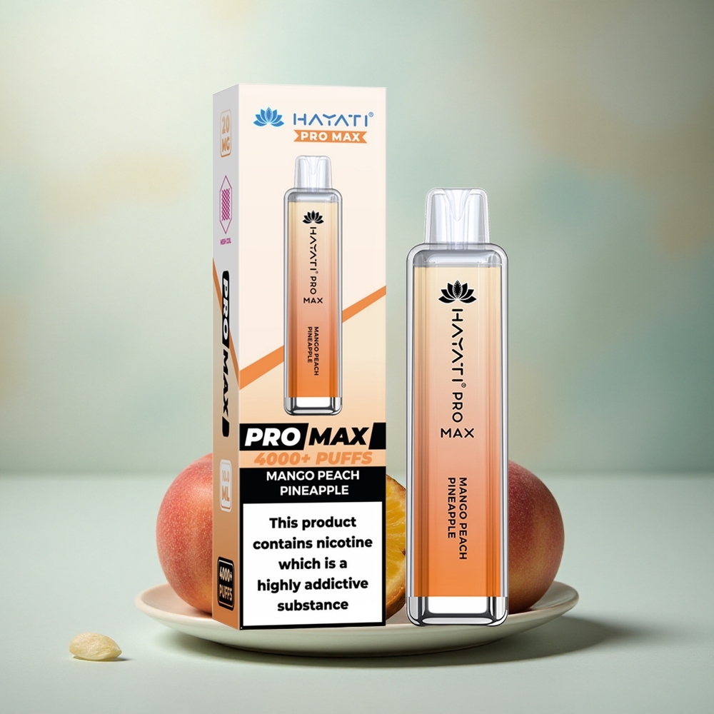 Hayati Pro Max 4000 Puffs Mango Perzik Ananas 5% Nicotine 1400mAh Rechargebare