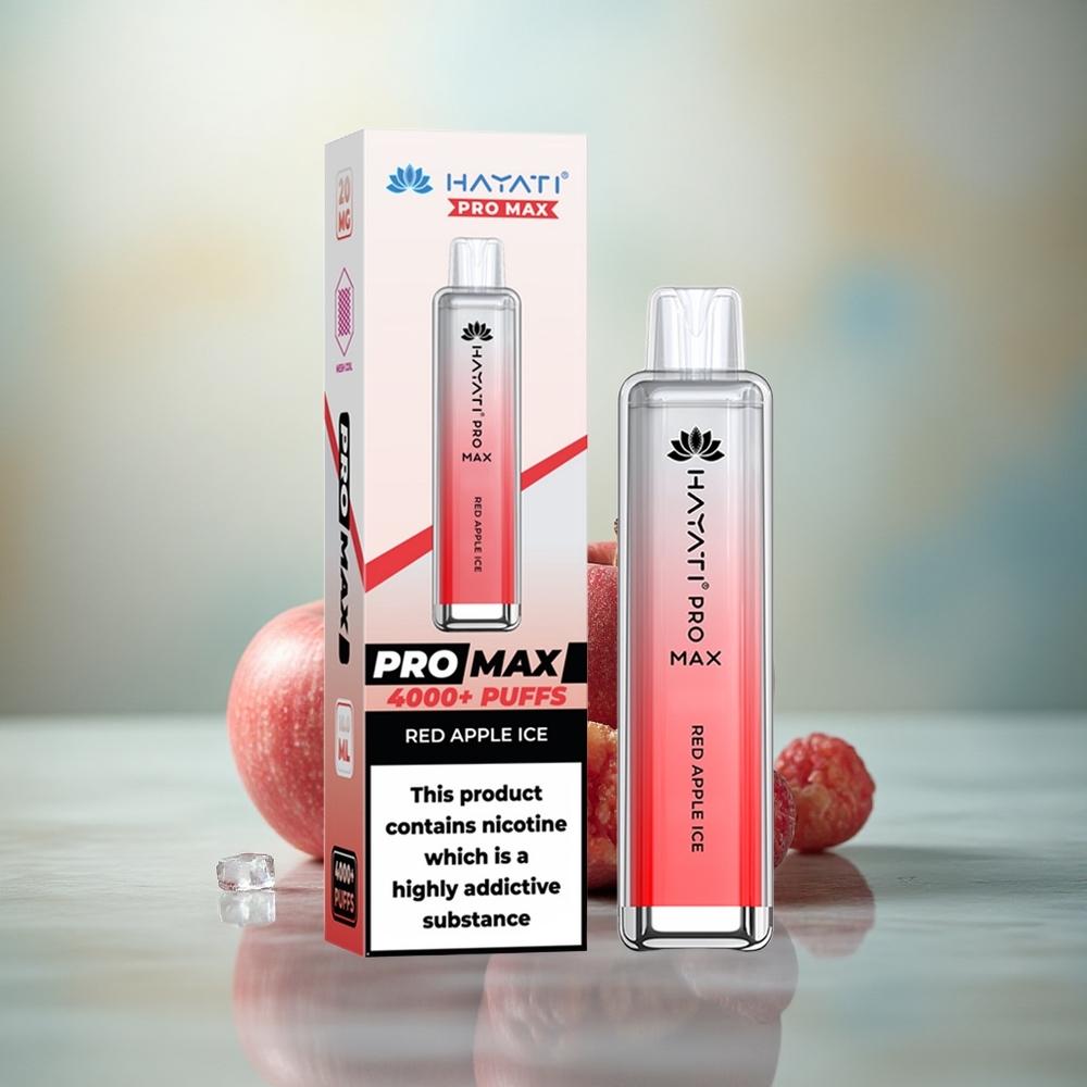 Hayati Pro Max 4000 Puffs Rode Appel IJs Dual Coil 2ml Rechargeable