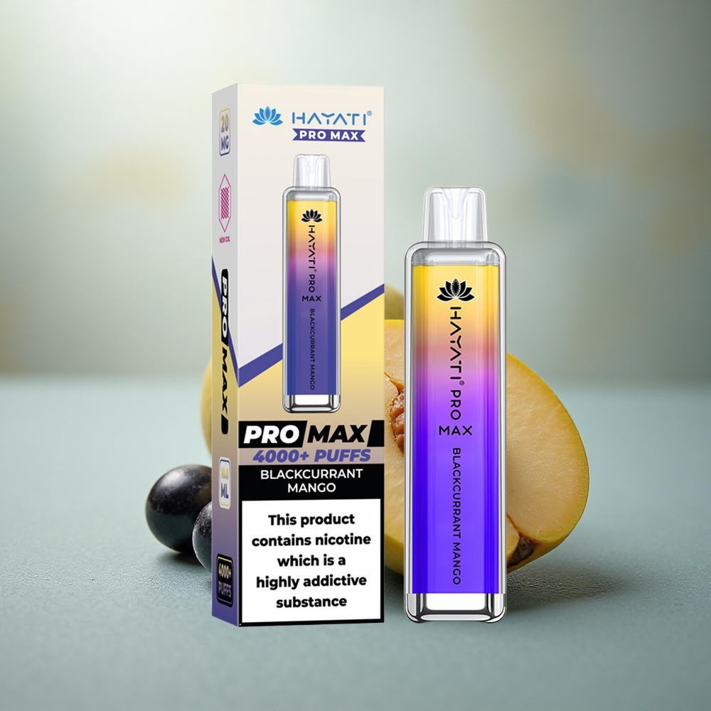 Hayati Pro Max 4000 Puffs Zwarte Bes Mango 2% 5% Nicotine 1400mAh Oplaadbaar