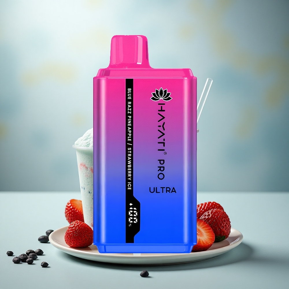 Hayati Pro Ultra 15000 Puffs Blauwe Framboos Ananas Aardbei IJs met 850mAh en 2 12ml