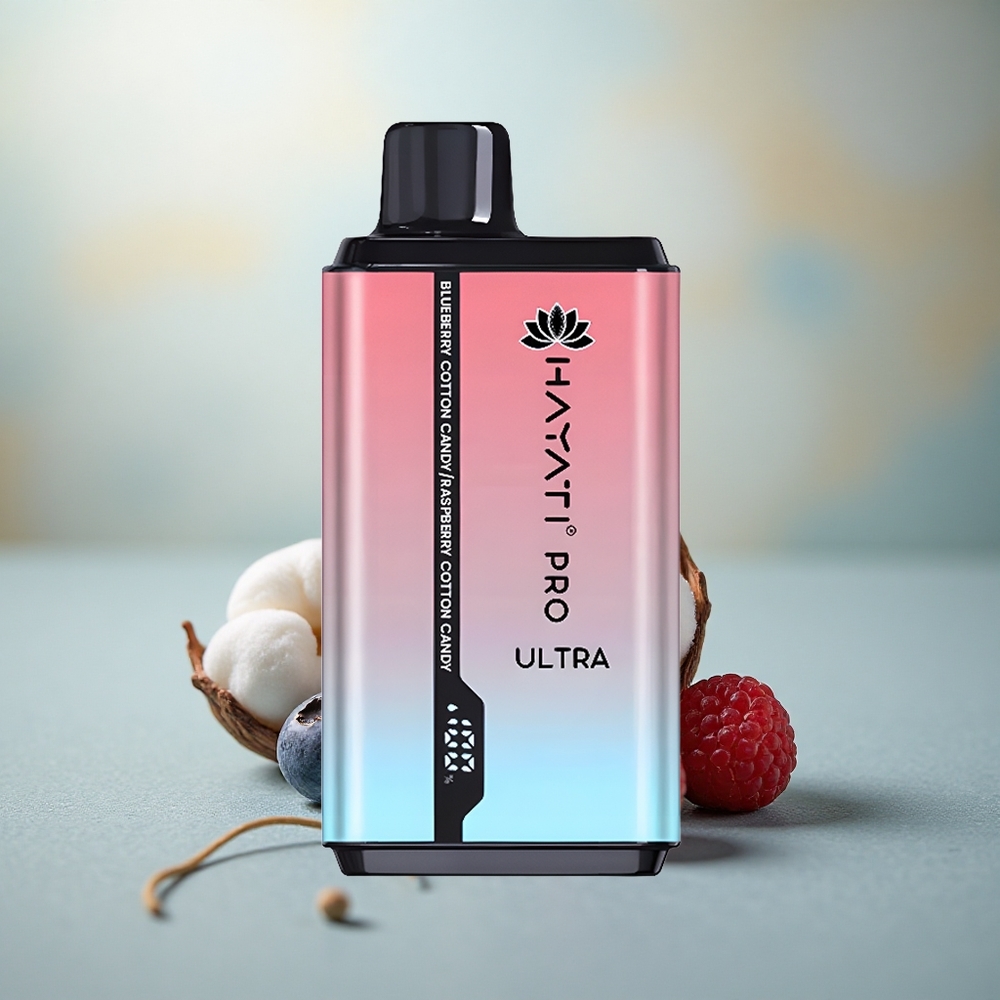 Hayati Pro Ultra 15000 Puffs Blauwebes Katoensuiker Framboos Katoensuiker 850mAh 24ml