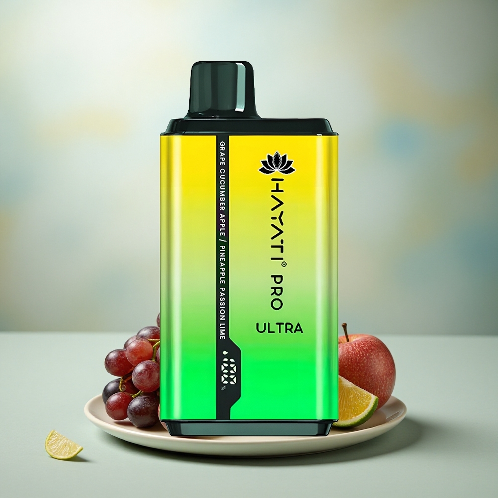 Hayati Pro Ultra 15000 Puffs Druif Komkommer Appel Ananas Passie Lim 850mAh 2x12ml