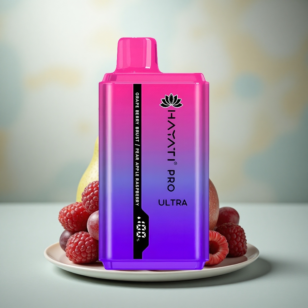 Hayati Pro Ultra 15000 Puffs Druivenbes Barst Peer Framboos 850mAh 24ml