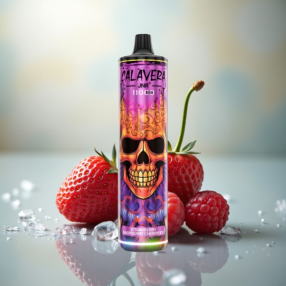 JNR Calavera 11000 Aardbei Framboos Kers IJs met Type-C Opladen en 21ml Vloeistof
