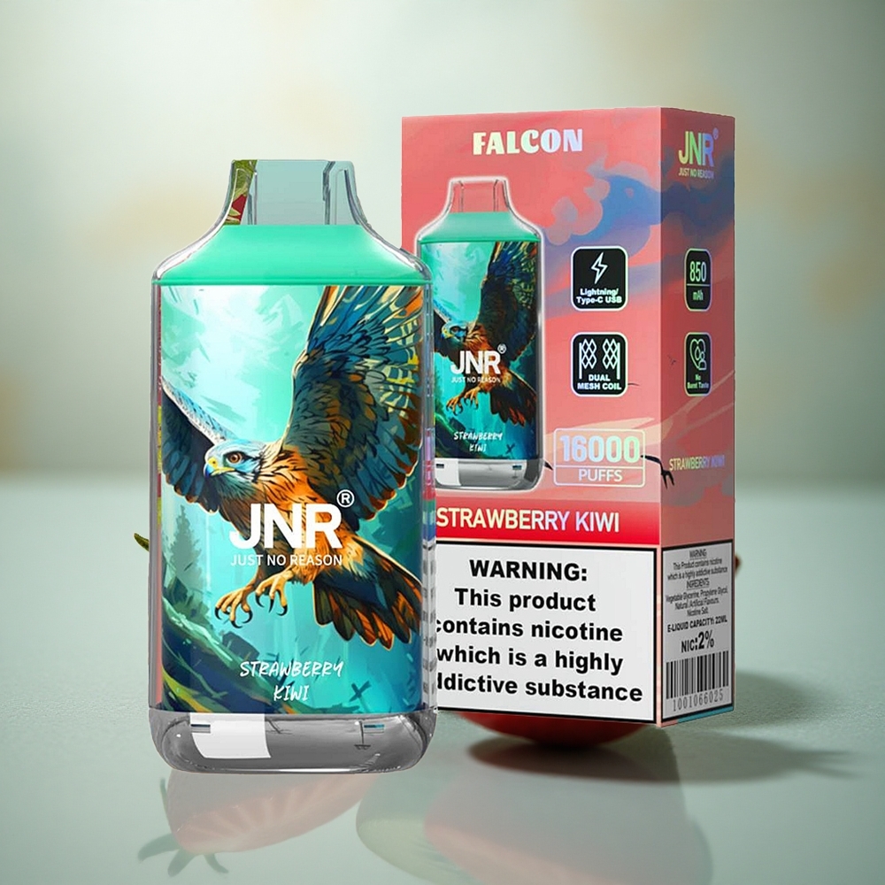 JNR Falcon 16000 Aardbei Kiwi Dual Mesh 850mAh Type C LED