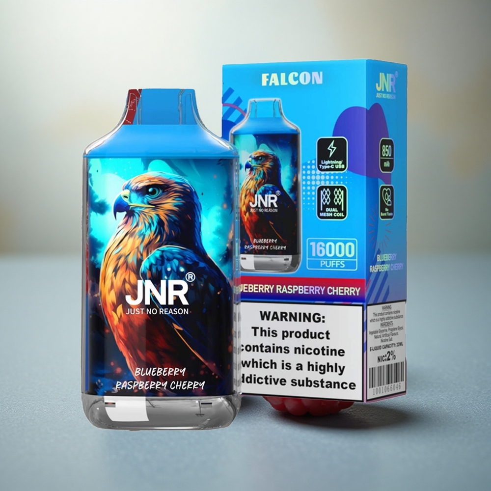 JNR Falcon 16000 Blauwe Bes Framboos Kers 850mAh 22ml Dual Mesh Coil