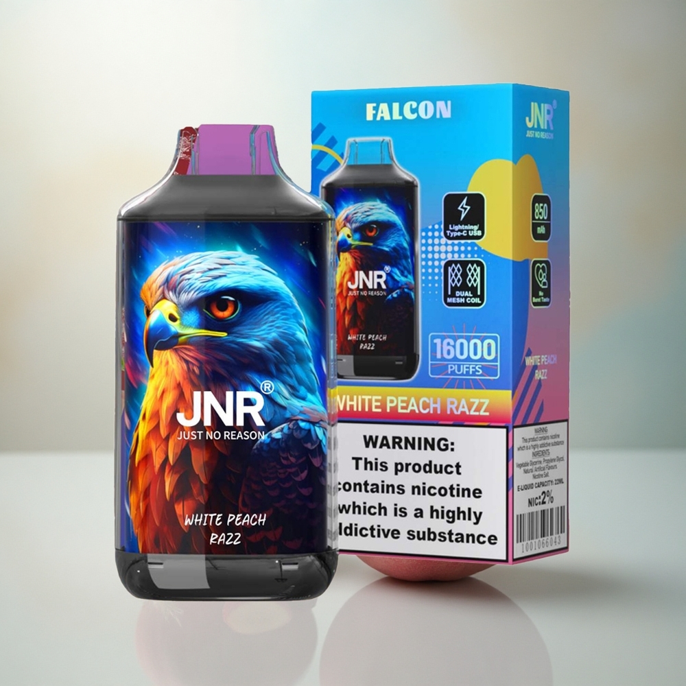JNR Falcon 16000 Witte Perzik Razz Dual Mesh 850 mAh Type C