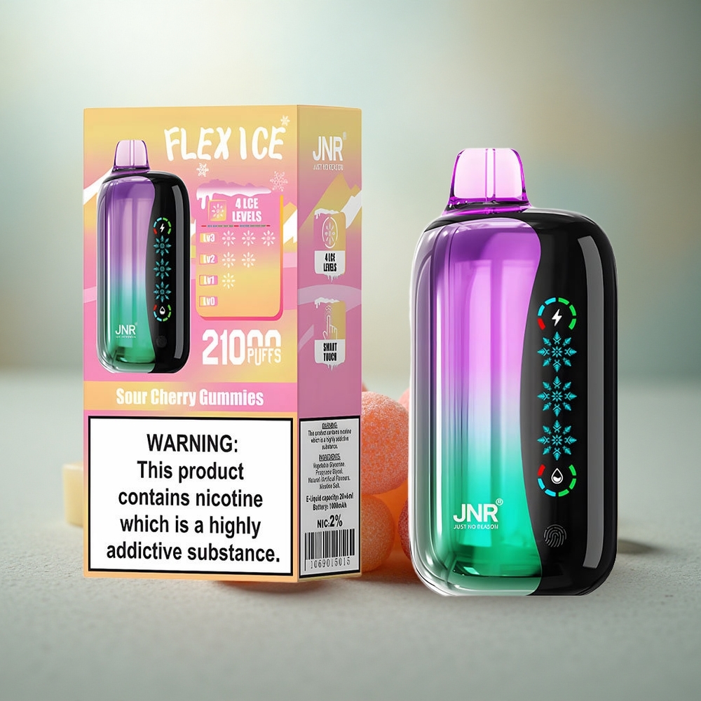 JNR Flex Ice 21000 Zure Kersen Gummies Aanpasbare IJs & Type-C Opladen