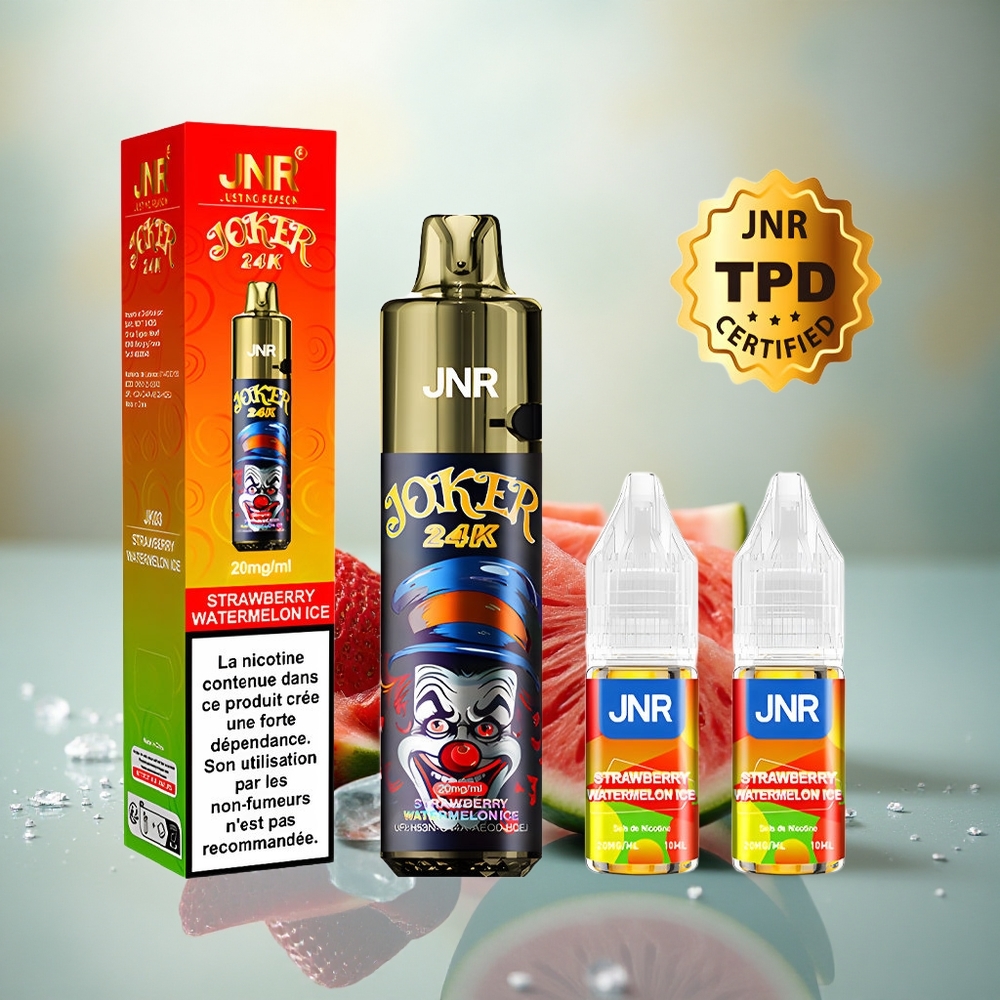JNR Joker 24K Aardbei Watermeloen IJs 2% 10ml Zichtbaar Vloeistofniveau
