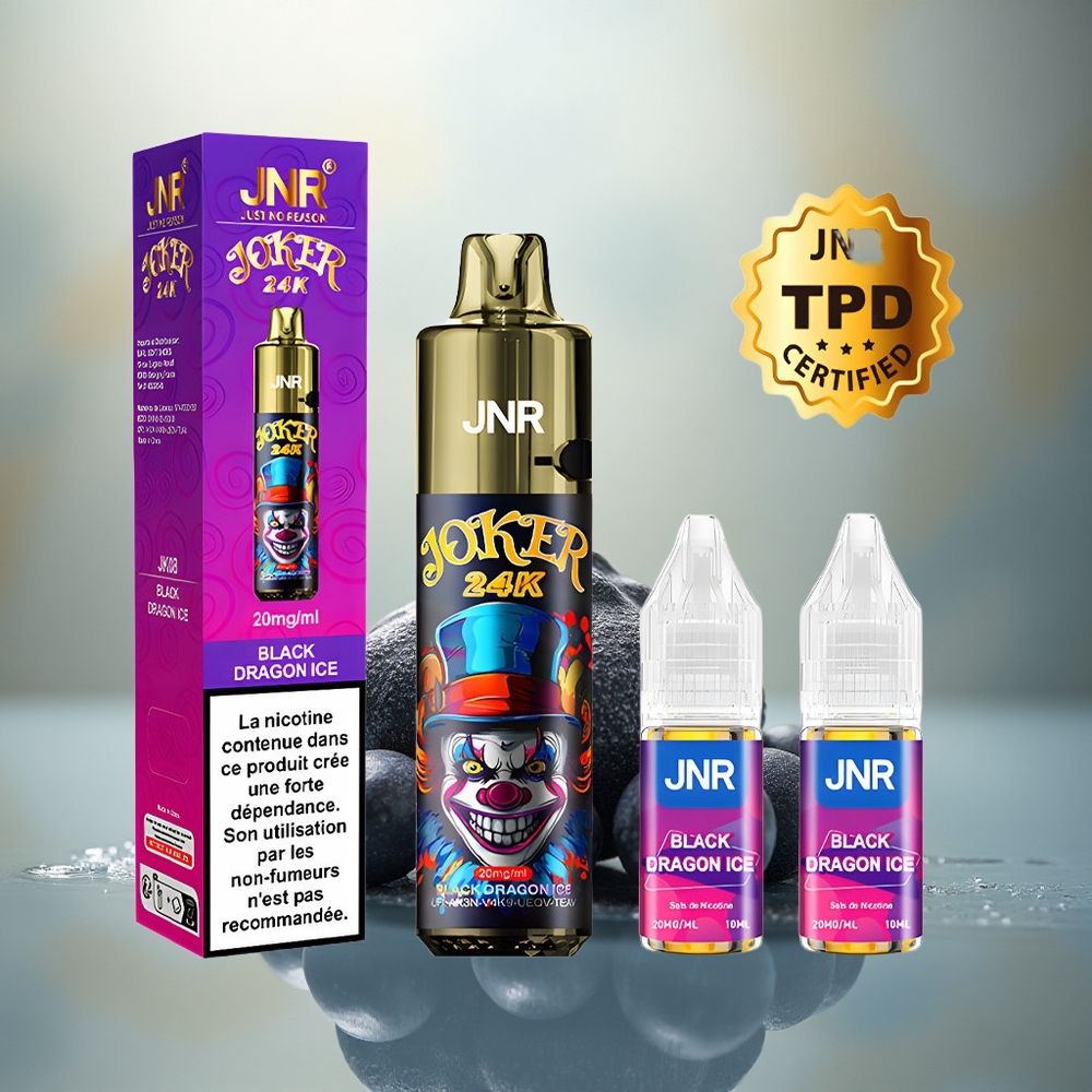 JNR Joker 24K Zwarte Draak IJs Bijvulbare Pod Zichtbaar Vloeistofniveau