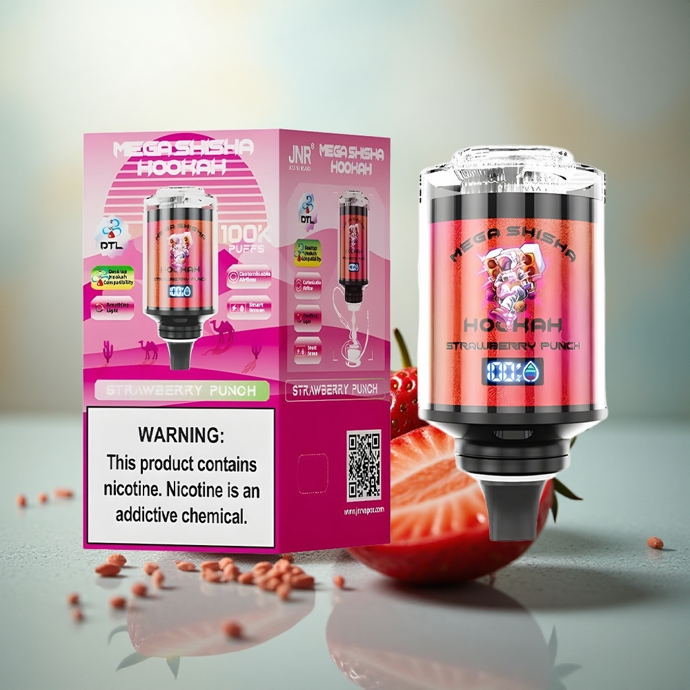 JNR Mega Shisha Hookah 100K Aardbei Punch XL 2200mAh Type-C