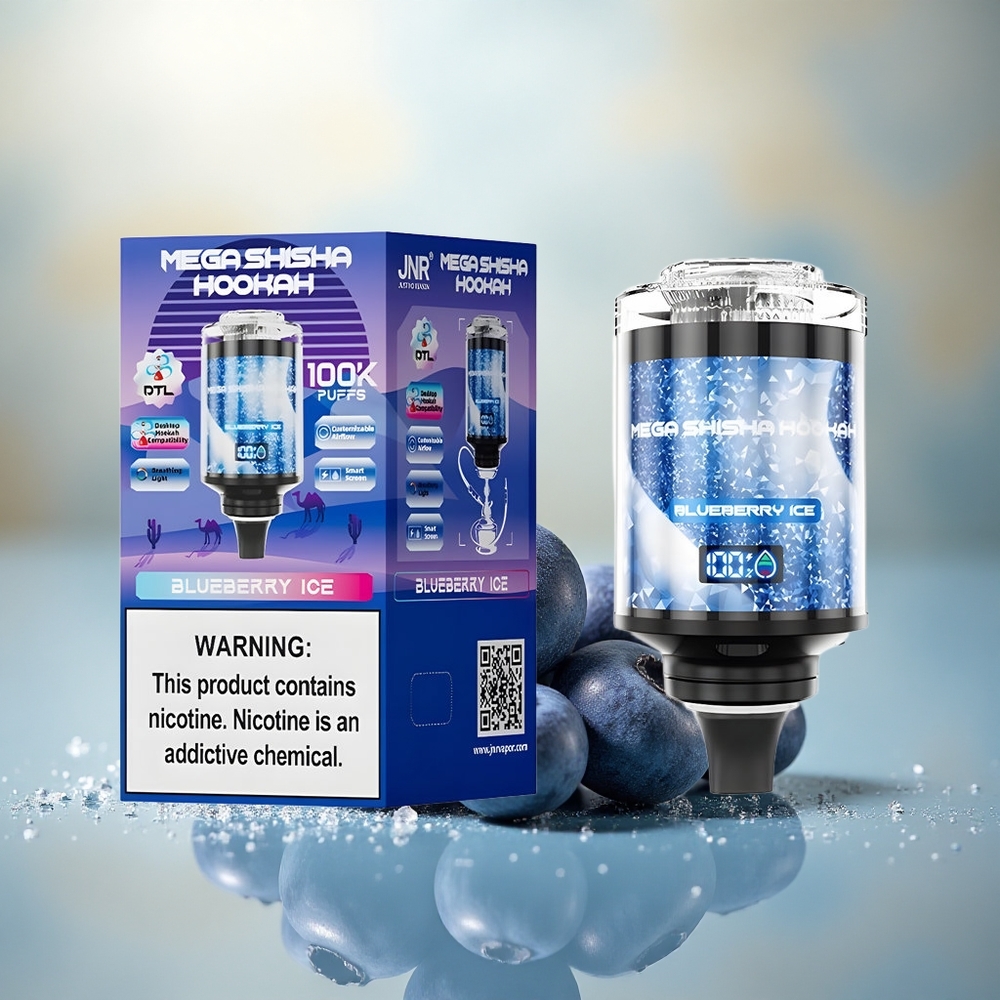 JNR Mega Shisha Hookah 100K Blauwe Bes IJs 2200mAh 60ml