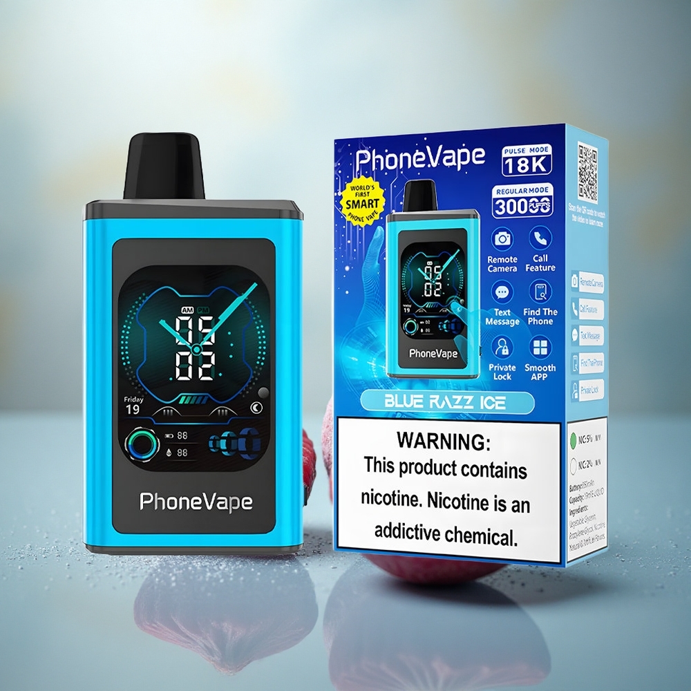 JNR PhoneVape 30000 Blauwe Framboos IJs met Type-C Opladen en App Besturing