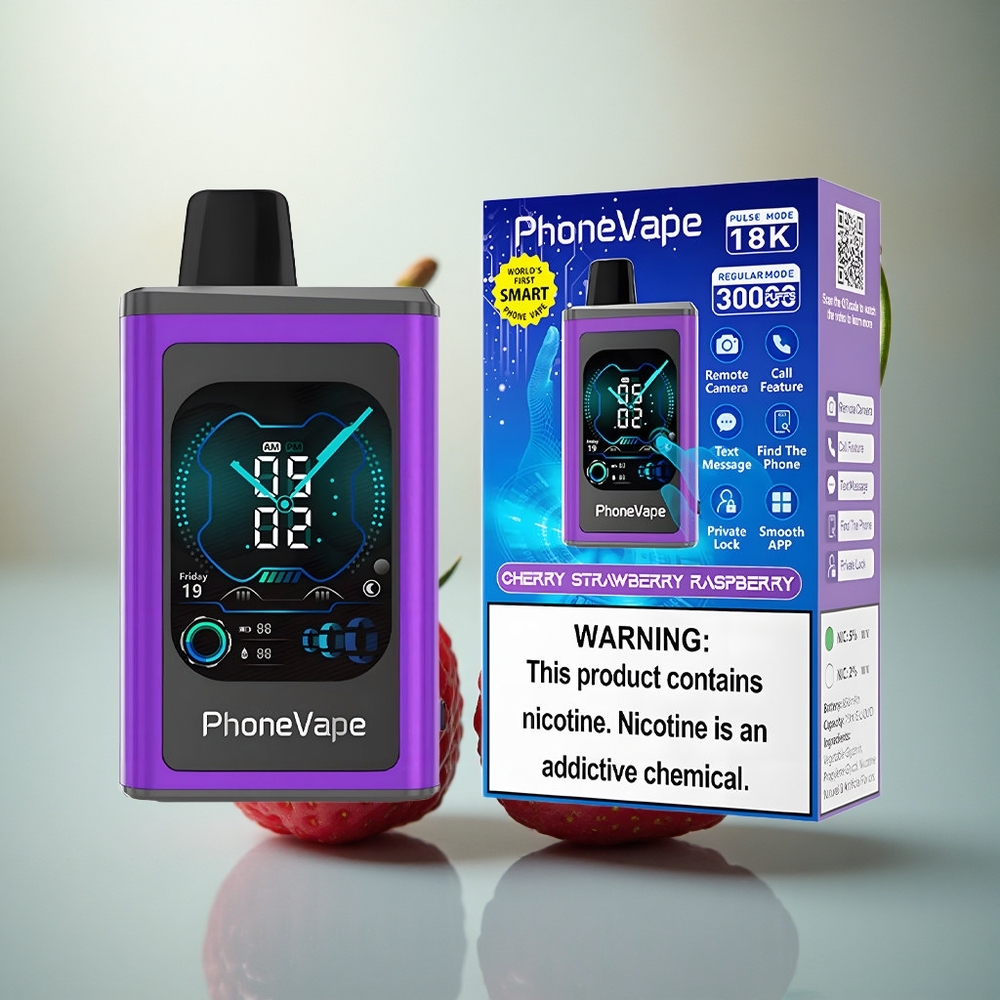JNR PhoneVape 30000 Kers Aardbei Framboos Type-C App Besturing