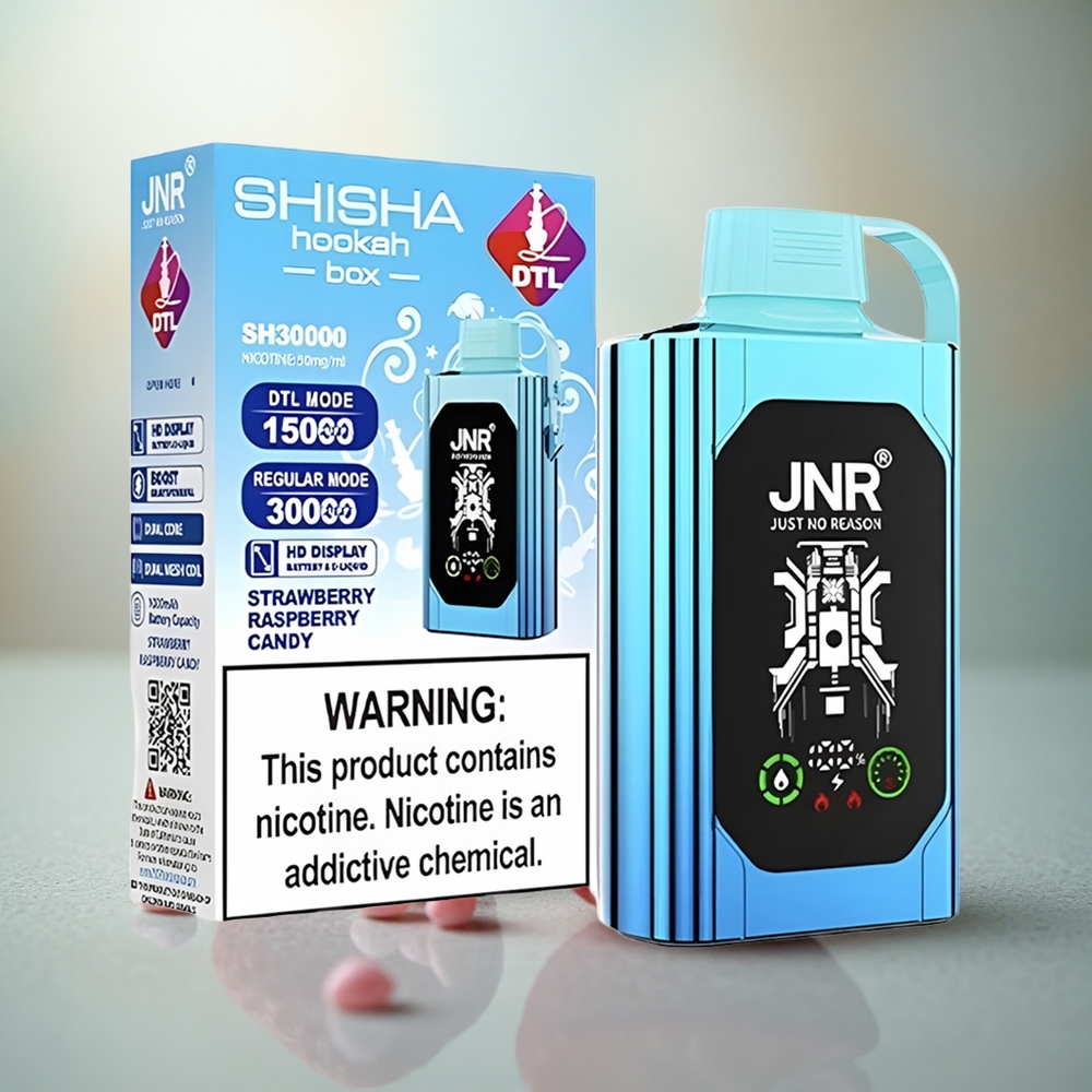 JNR Shisha Hookah Box 20500 Aardbei Framboos Snoep HD Display Dual Mesh Coil Type-C