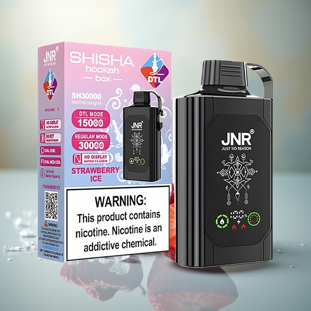 JNR Shisha Hookah Box 20500 Aardbei IJs HD Dual Mesh 25ml Type-C