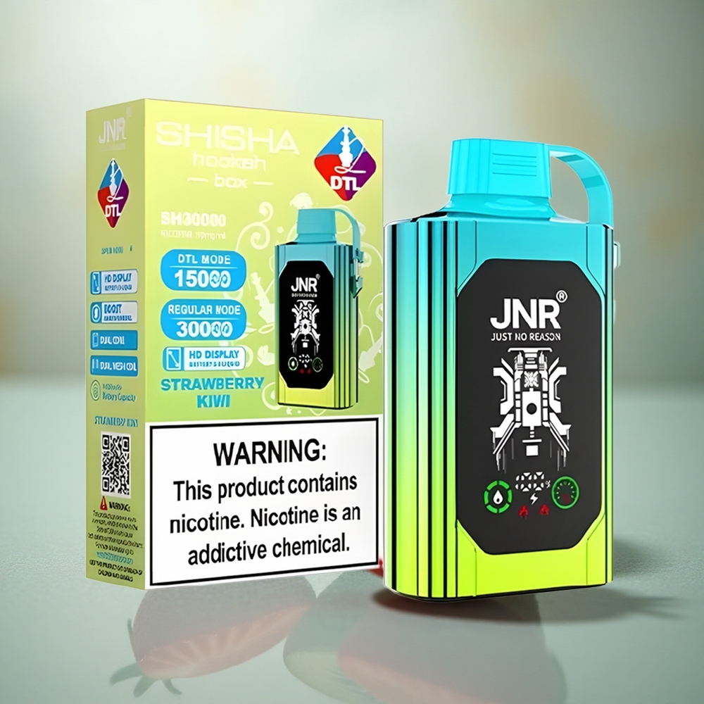 JNR Shisha Hookah Box 20500 Aardbei Kiwi HD Display Dual Mesh Coil Type-C
