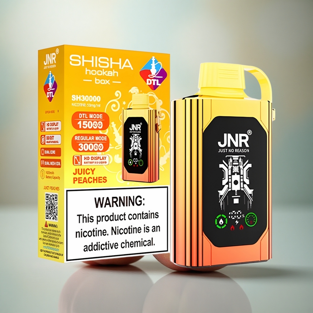 JNR Shisha Hookah Box 20500 Sappige Perziken HD Dual Mesh & Type-C Lading