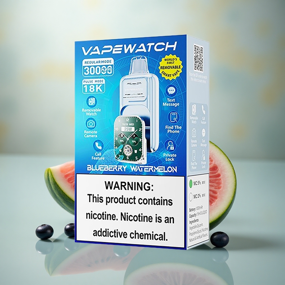 JNR VapeWatch 30000 Blauwebes Watermeloen Dual Mesh Snellaad 19mL