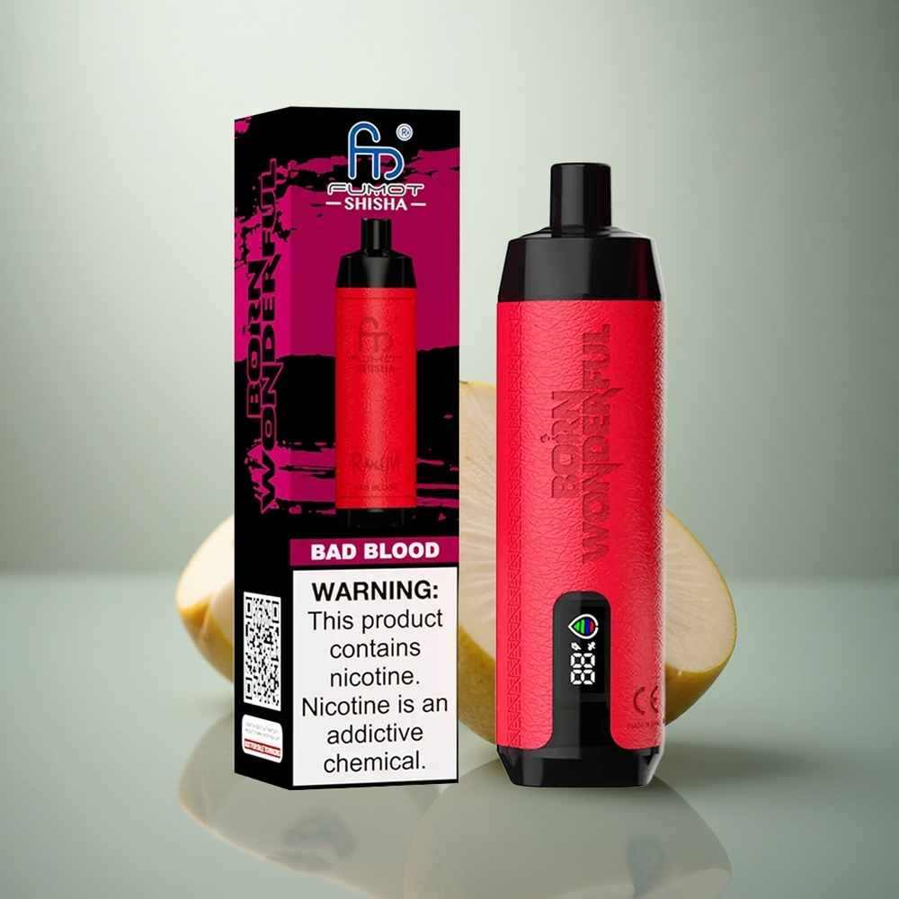 RandM Fumot Shisha 10000 Puffs Slecht Bloed LED Mesh Coil
