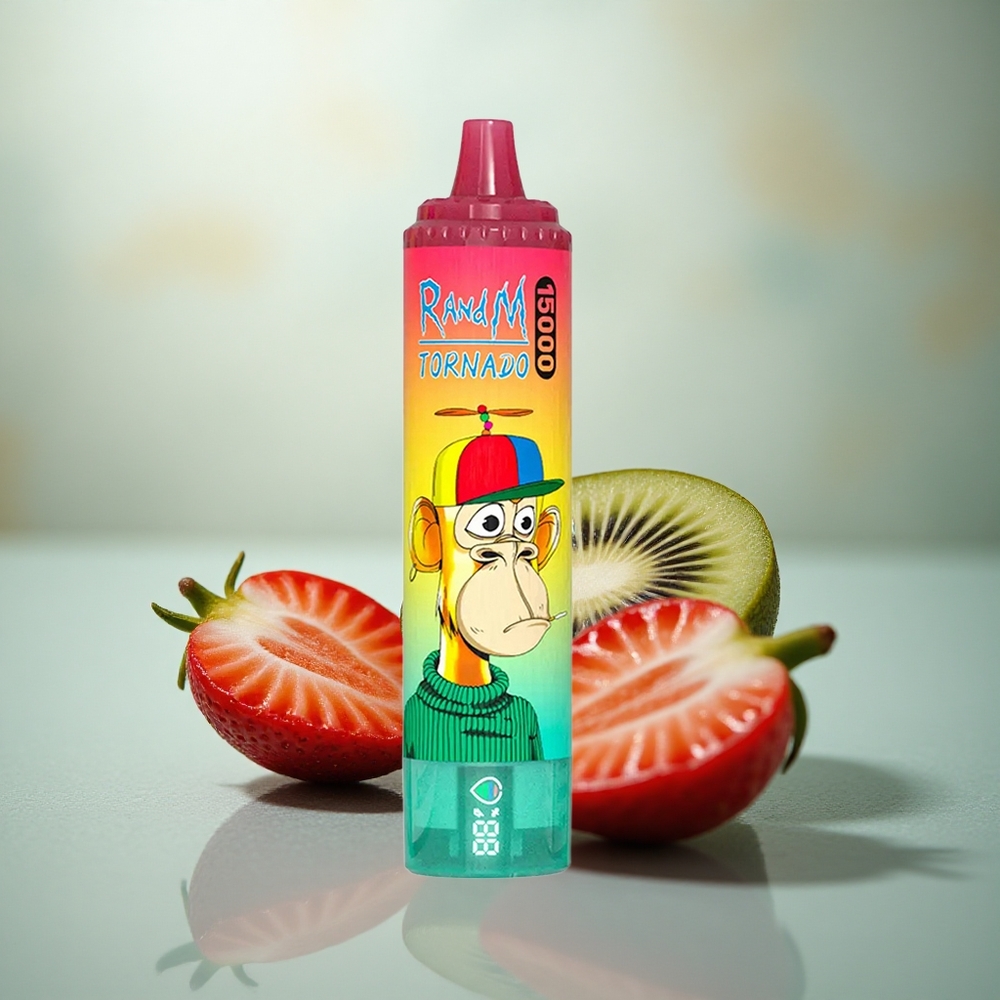 RandM Fumot Tornado 15000 Puffs Aardbei Kiwi 25ml Mesh LCD