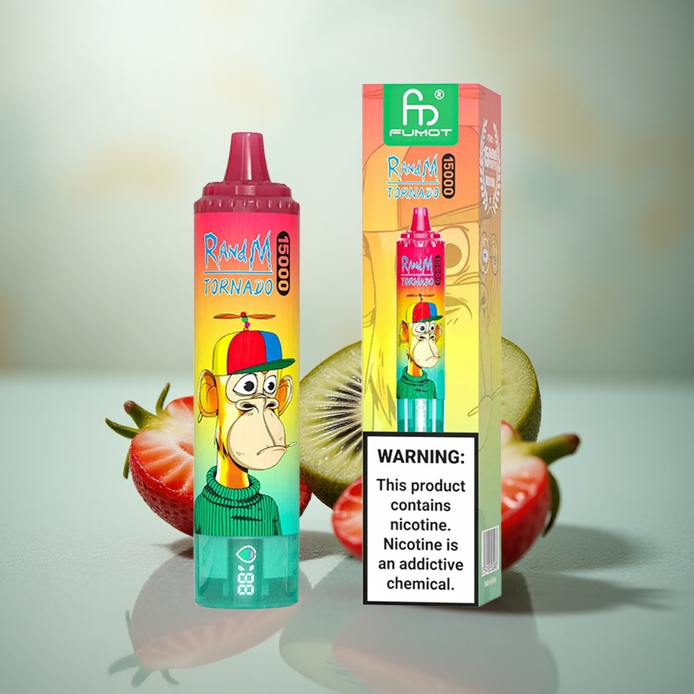 RandM Fumot Tornado 15000 Puffs Aardbei Kiwi 25ml Mesh LCD