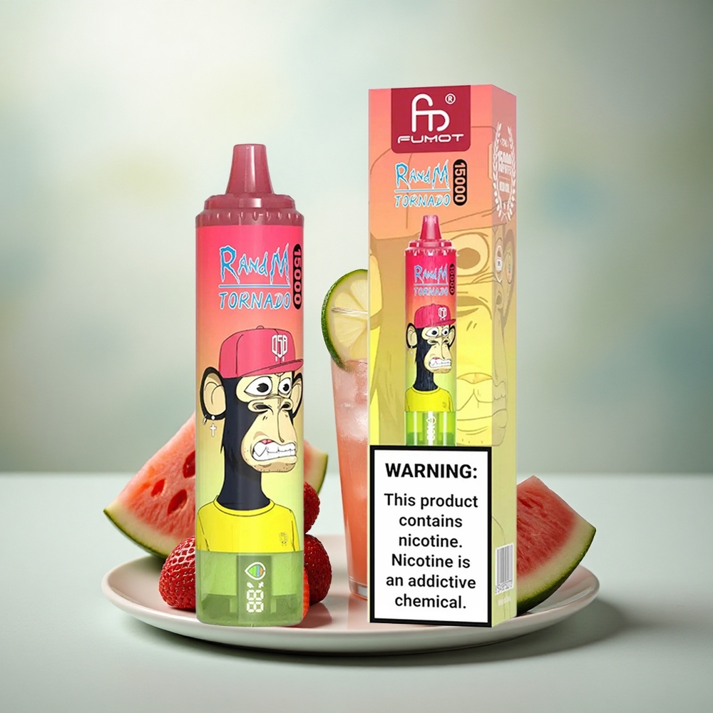 RandM Fumot Tornado 15000 Puffs Aardbei Watermeloen Limonade Mesh 25ml Type-C