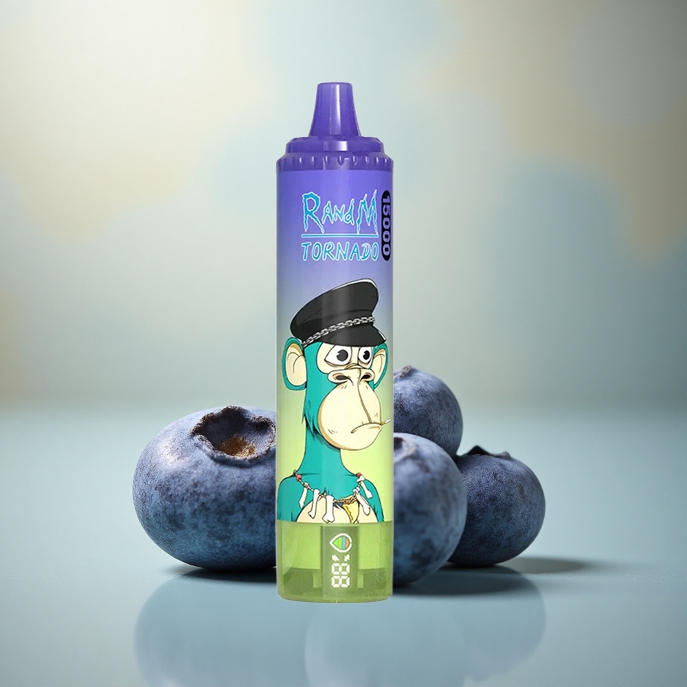 RandM Fumot Tornado 15000 Puffs Blauwe Bes Bubbelgom 25ml Mesh LCD