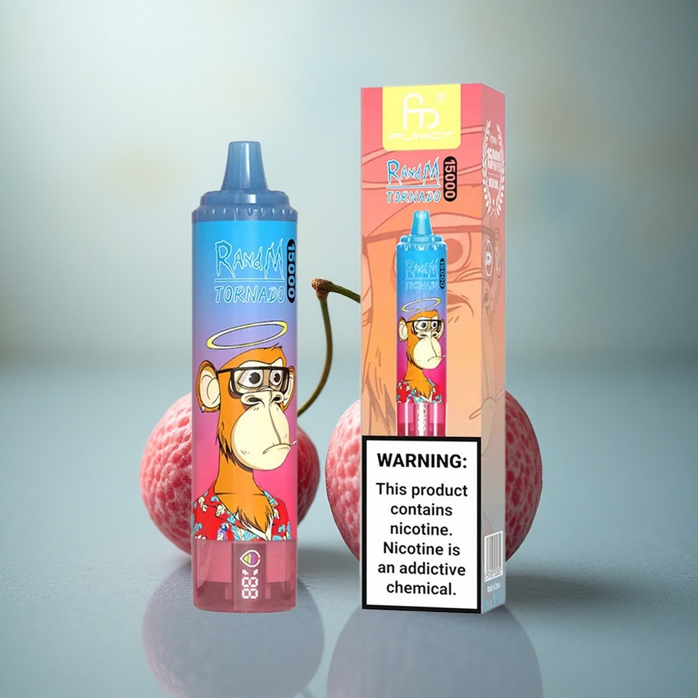 RandM Fumot Tornado 15000 Puffs Blauwe Framboos Kers Type-C LCD