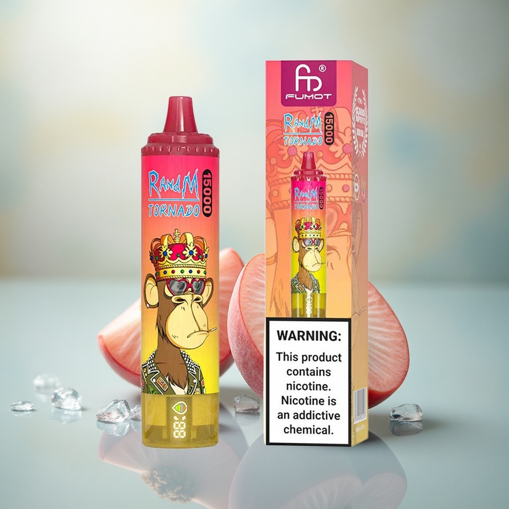 RandM Fumot Tornado 15000 Puffs Perzik IJs Mesh LCD