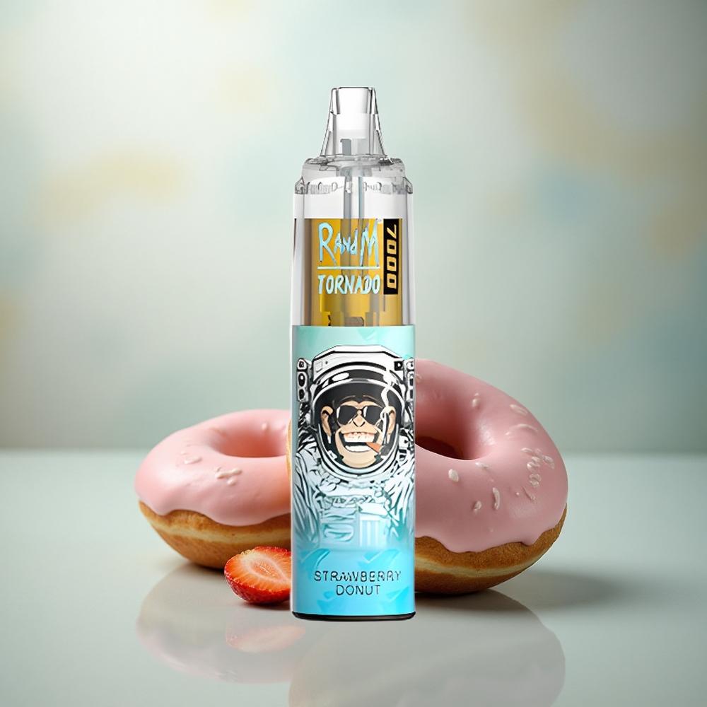 RandM Fumot Tornado 7000 Puffs Aardbei Donut Mesh Coil Type-C Port