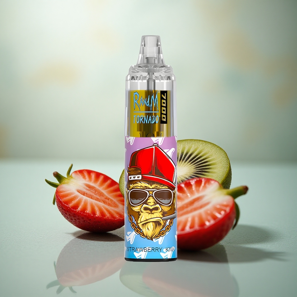 RandM Fumot Tornado 7000 Puffs Aardbei Kiwi Mesh Coil Type-C Port
