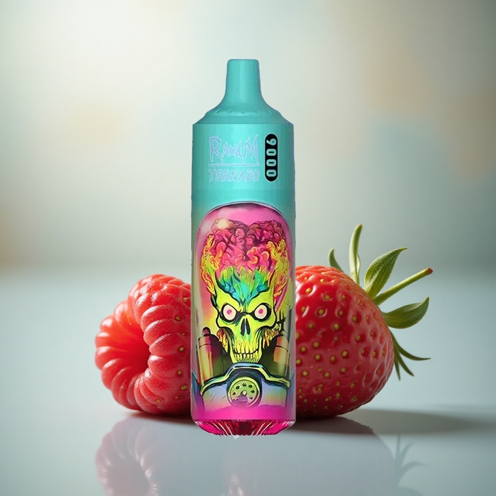 RandM Fumot Tornado 9000 Puffs Aardbei Framboos Mesh RGB 850mAh 18mL