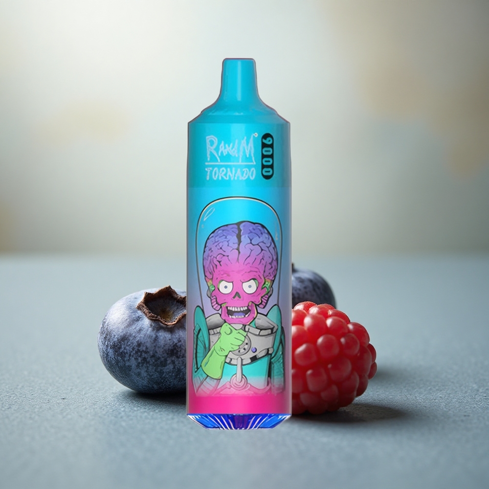 RandM Fumot Tornado 9000 Puffs Blauwe Framboos Mesh RGB 850mAh 18mL