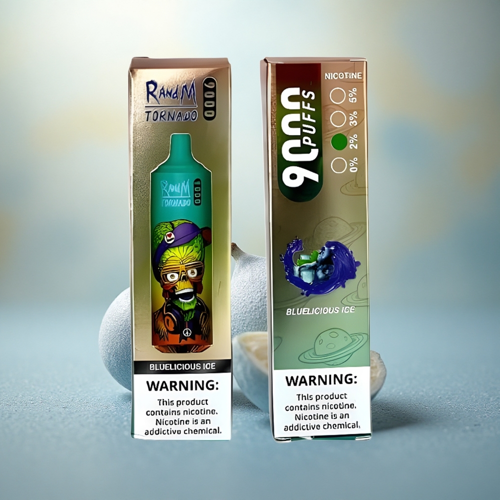 RandM Fumot Tornado 9000 Puffs Blauwhemelse IJsmond Mesh Coil RGB