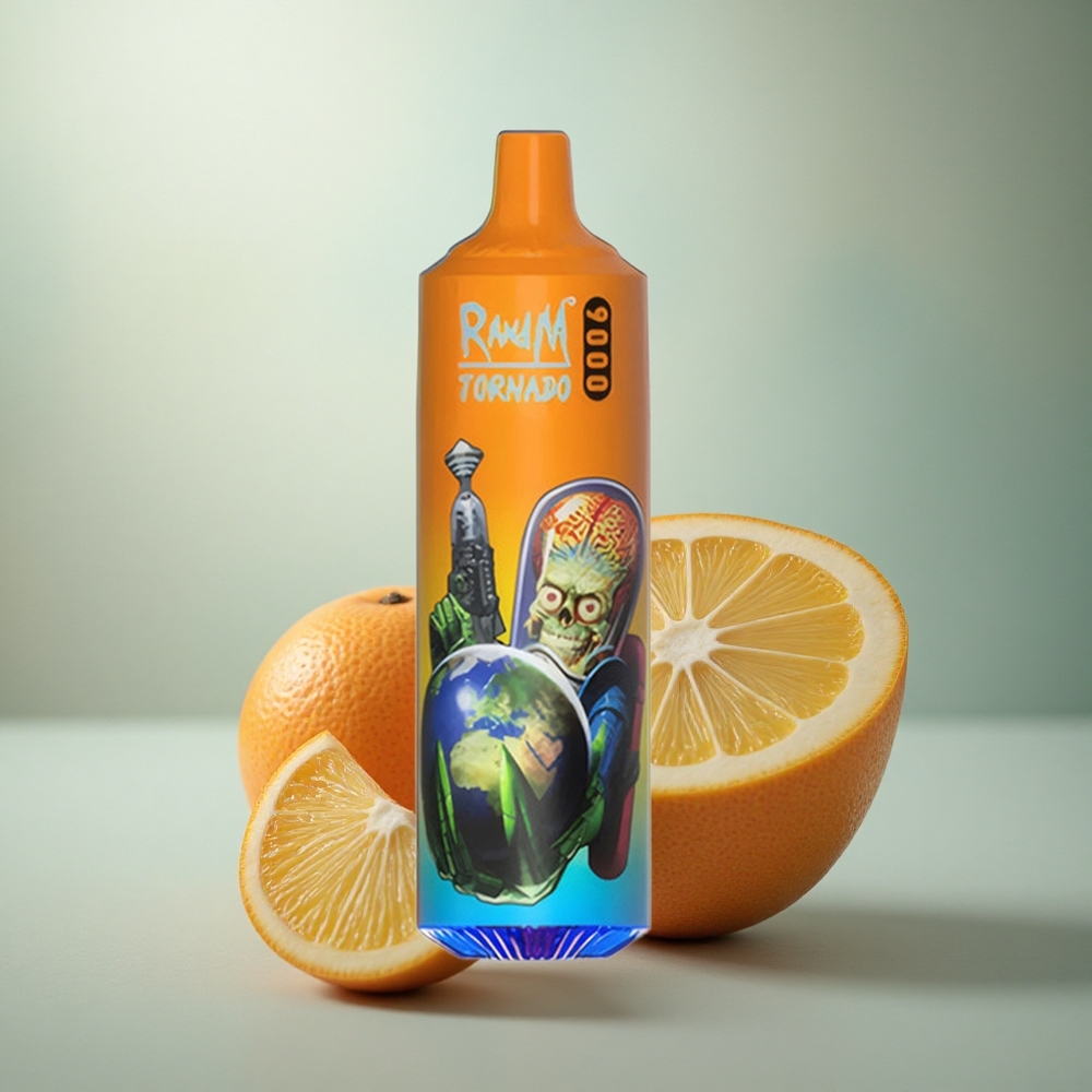 RandM Fumot Tornado 9000 Puffs Oranje Frisdrank Mesh Coil RGB Display