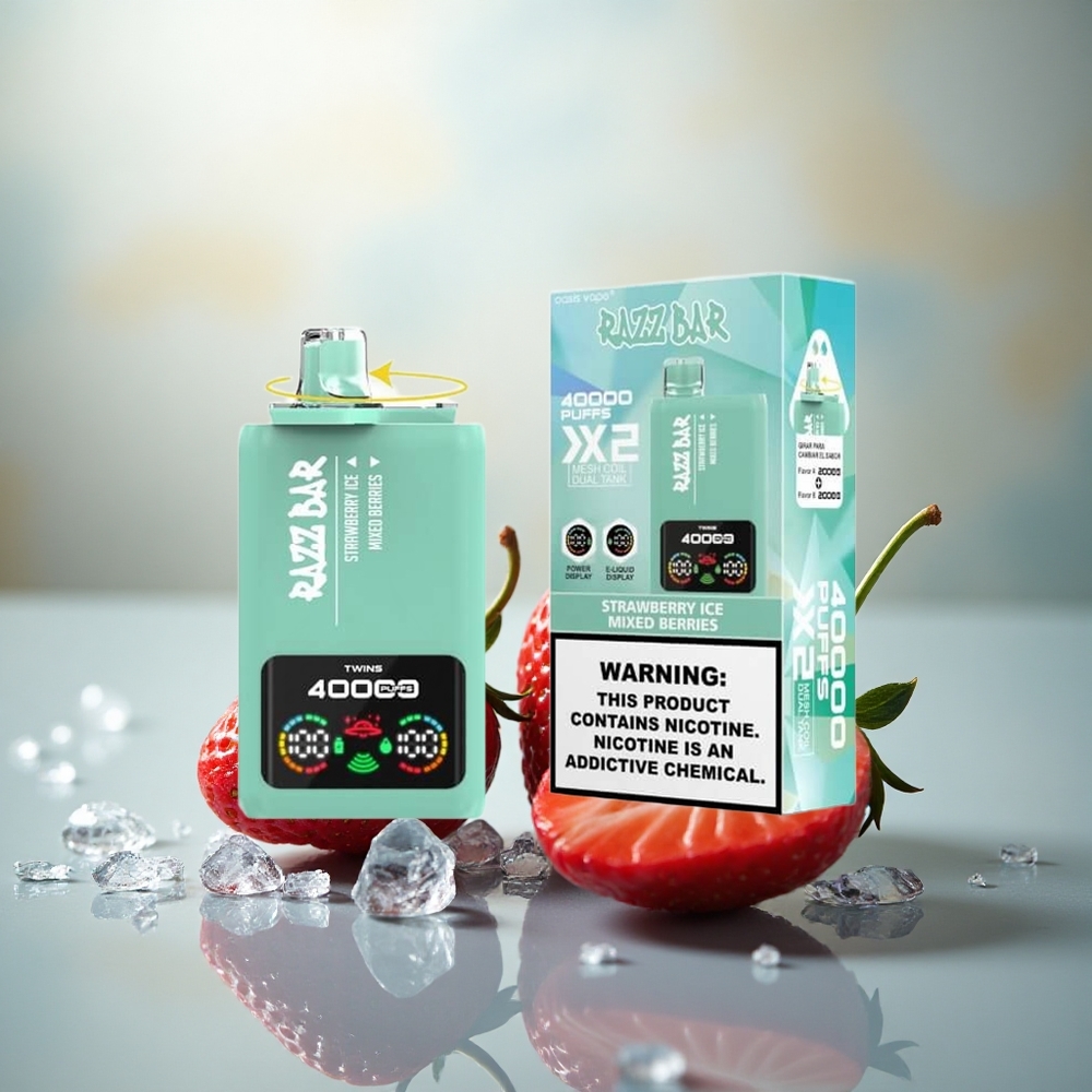 Razz Bar 40000 Puffs Aardbei IJs - Mixed Bessen met Mesh Coil en Type-C Opladen