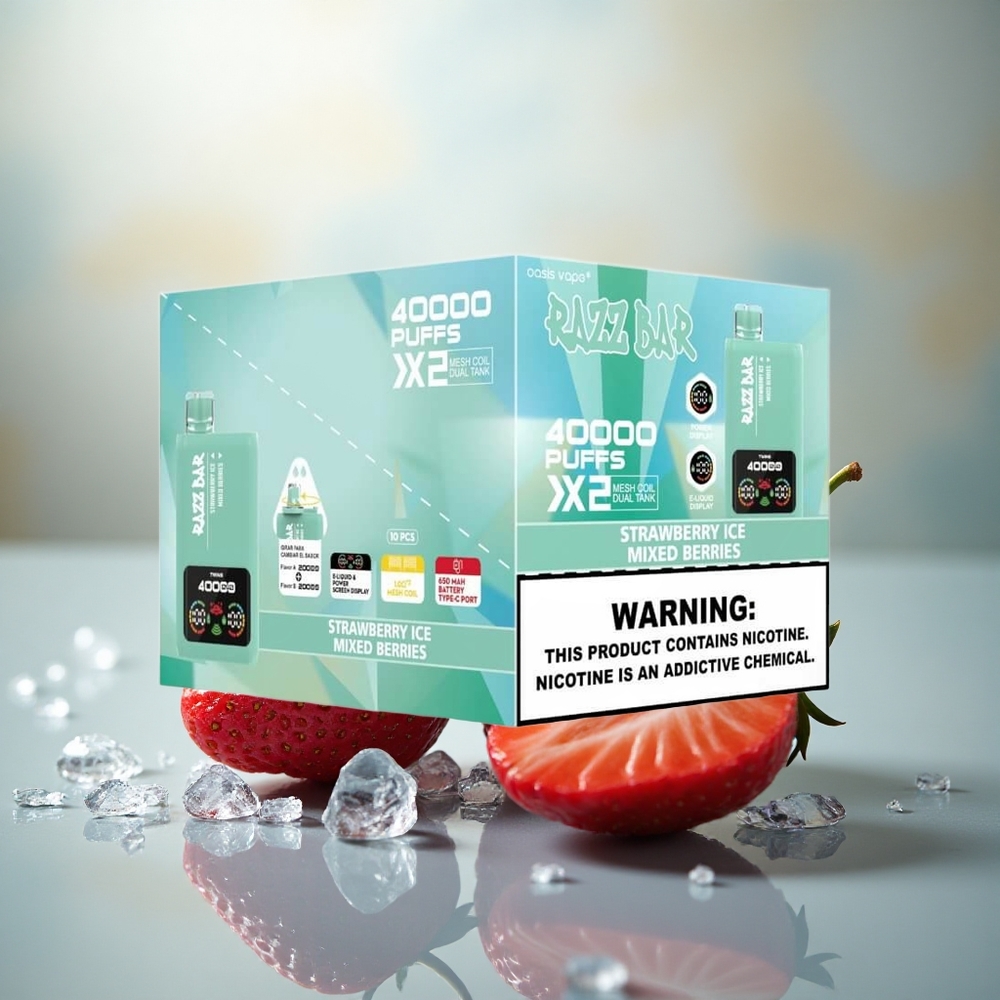 Razz Bar 40000 Puffs Aardbei IJs - Mixed Bessen met Mesh Coil en Type-C Opladen