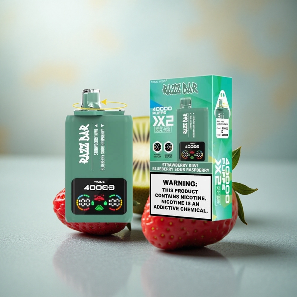 Razz Bar 40000 Puffs Aardbei Kiwi - Bosbes Zure Framboos met Dual Mesh Coil en Type-C Opladen