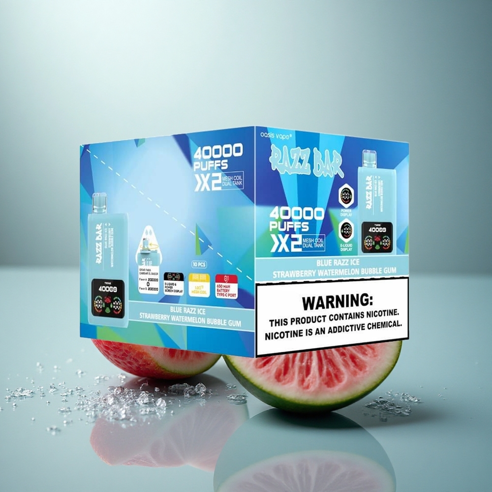 Razz Bar 40000 Puffs Blauwe Framboos IJs-Aardbei Watermeloen Kauwgom met Mesh Coil en Type-C Poort
