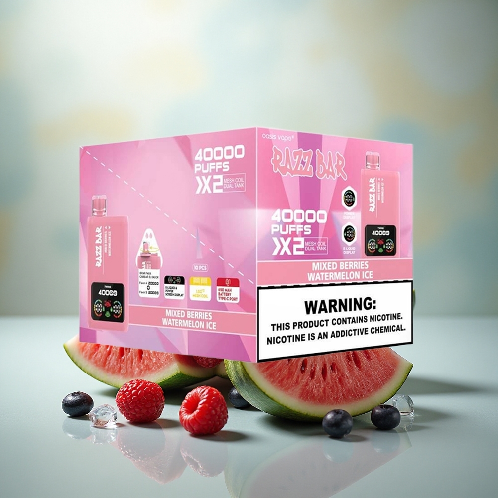 Razz Bar 40000 Puffs Gemengde Bessen - Watermeloen IJs met Mesh Coil en Type-C Poort