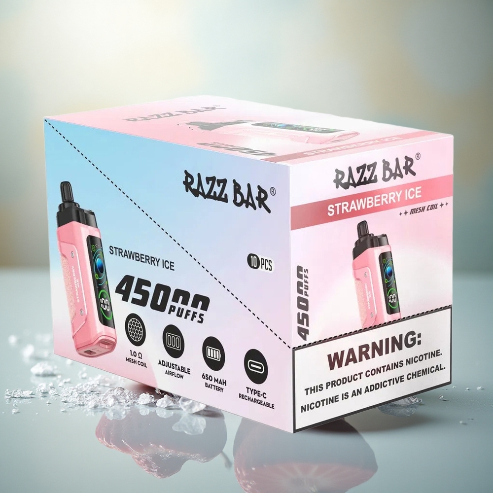 Razz Bar 45000 Puffs Aardbei IJzer met Mesh Coil en Type-C Opladen